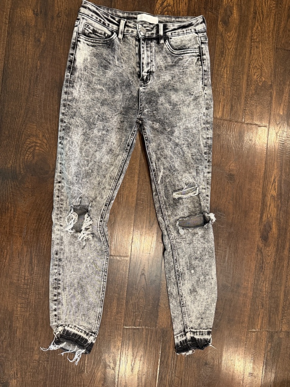 Men's Acid Wash Distressed Jeans - Gray